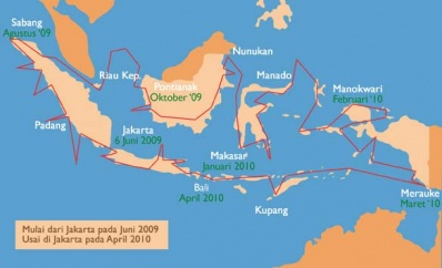 The trip of a lifetime: A map outlines Farid and Yunus’ trip between June 2009 to July 2010